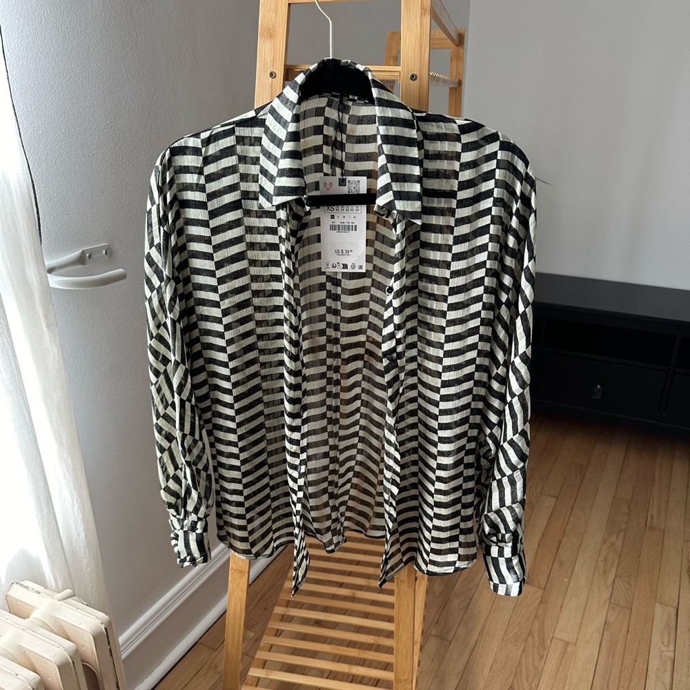 NWT Zara Checked Print Blouse